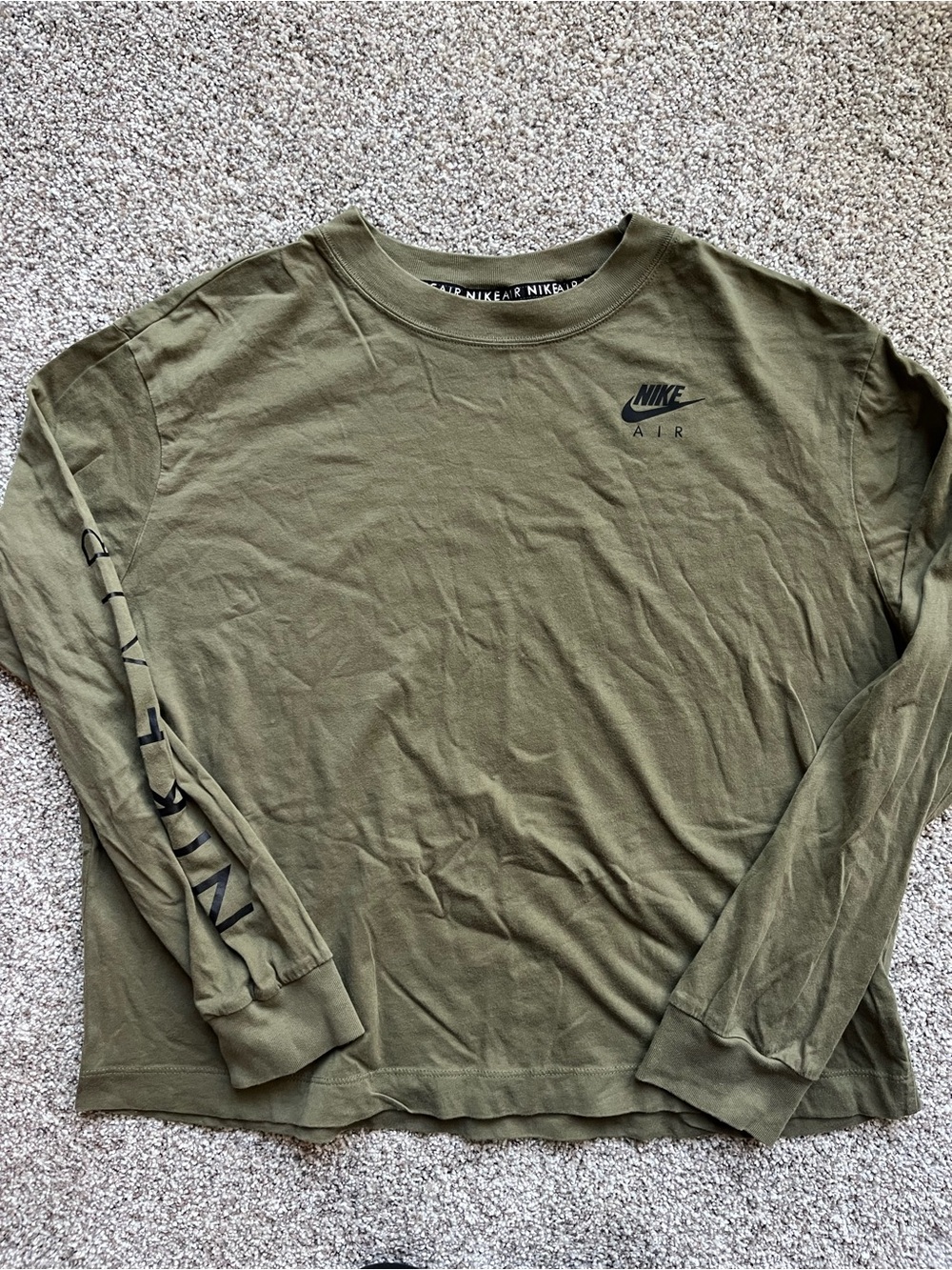Nike Air Organic Cotton Long Sleeve Green Shirt Medium